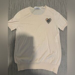 Christian Dior Cream Light Weight Short Sleeve Sweeter - Size 44